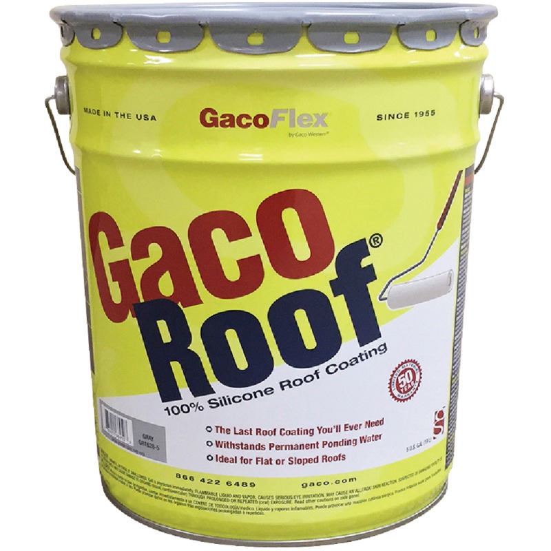 GACO GRY SILICONE COATING 5 GAL GRAY GREY ROOF  GACOROOF
